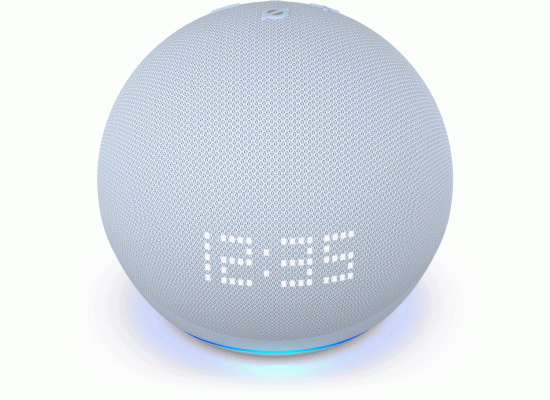 Amazon Echo Dot (5th Gen, 2022 release) With Clock Bigger Vibrant Sound Helpful Routines & Alexa - Cloud Blue