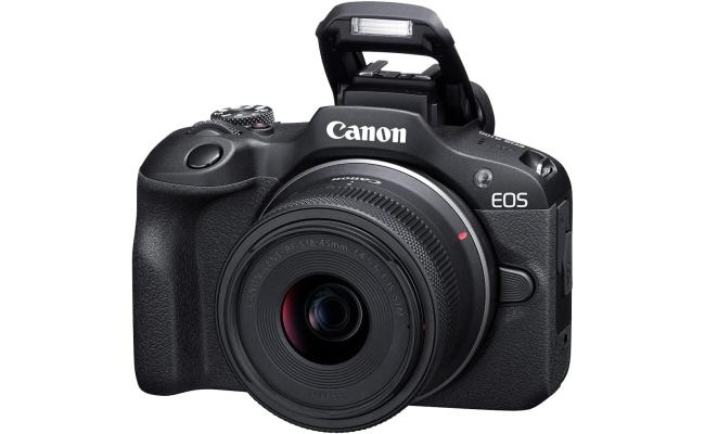 Canon EOS R100 24.1 MP Mirrorless Camera 4K 24p Video with Crop Full HD 60p Wi-Fi Bluetooth w/ RF-S18-45mm F4.5-6.3 Lens