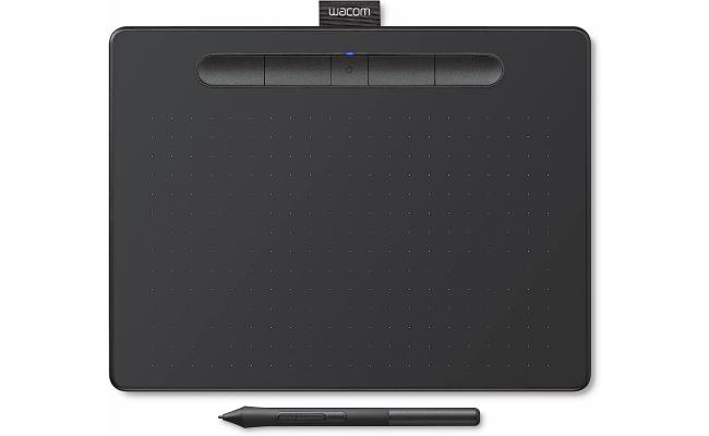 Wacom Intuos Medium USB Graphics Drawing Tablet Portable For Teachers, Students & Creators 4 Customizable ExpressKeys For Chromebook Mac OS Android & Windows - Black