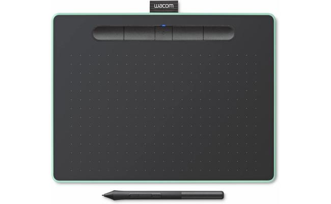 Wacom Intuos Medium Bluetooth Graphics Drawing Tablet Portable For Teachers, Students & Creators 4 Customizable ExpressKeys For Chromebook Mac OS Android & Windows - Pistachio