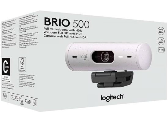 Logitech Brio 500 Full HD Webcam with Auto Light Correction Show Mode Dual Noise Reduction Mics Privacy Cover For Microsoft Teams, Google Meet, Zoom, USB-C Cable