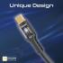 Promate LucidLine-CC120 USB-C™ to USB-C™ Cable Fast-Charging 100W with Transparent Tips LED 480Mbps Data Sync 120cm Nylon Braided - Black