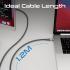 Promate LucidLine-CC120 USB-C™ to USB-C™ Cable Fast-Charging 100W with Transparent Tips LED 480Mbps Data Sync 120cm Nylon Braided - Black