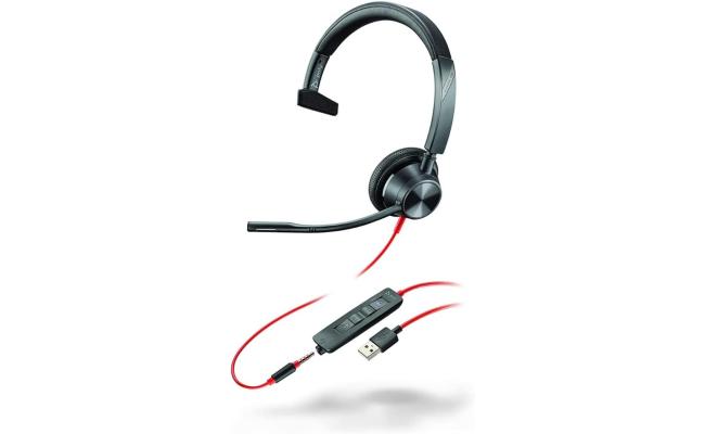 Poly Blackwire 3315 Wired USB Type-A & Wired USB Type-C & 3.5 mm One-Ear Boom Mic Noise & Echo Reduction For Mobile , PC & Mac Works with Teams (Certified) Poly Blackwire 3315 Wired USB Type-A & Wired USB Type-C & 3.5 mm One-Ear Boom Mic Noise & Echo Reduction For Mobile , PC & Mac Works with Teams (Certified)