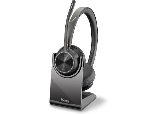 Poly Voyager 4320 USB-A Wireless Headset Passive Noise Cancellation Up to 24 Hours Talk Time (Teams Certified) For PC/Mac/Mobile w/ BT700 Adapter & Charging Stand