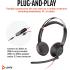 Poly Blackwire 5220 Stereo Headset 32mm Driver Size Omnidirectional Microphone Style, 3.5mm Plug + USB-C & USB-A Adapter Connectivity, Black
