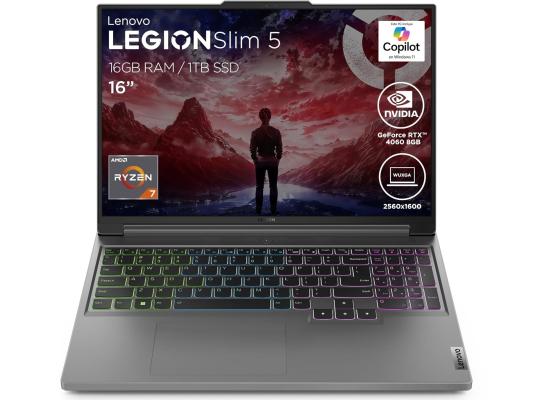 Lenovo Legion Slim 5 (2024) NEW 8Gen AMD Ryzen 7 8845HS 8-Cores AI-Powered w/ Nvidia RTX 4060 8GB & IPS 2.5K 165Hz Display - Luna Grey