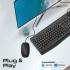 Promate Combo-CM4 Wired Keyboard & Mouse Combo Slim Quiet Keyboard 2400 DPI Mouse Spill-Resistance Media Keys For MAC & Windows USB Arabic / English Layout