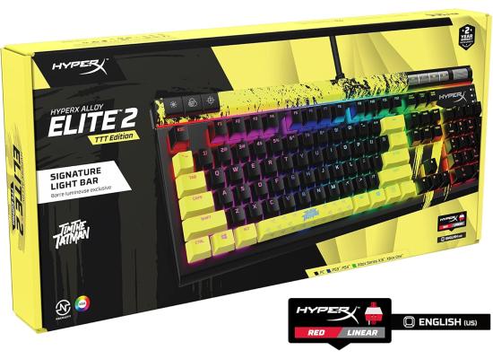 HyperX Alloy Elite 2 100% Mechanical 80M Keypresses Anti-ghosting 100% Onboard Memory 3 Profiles Key Rollover N-Key Mode Red Linear Switches TimTheTatman Edition