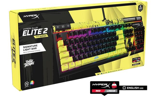 HyperX Alloy Elite 2 100% Mechanical 80M Keypresses Anti-ghosting 100% Onboard Memory 3 Profiles Key Rollover N-Key Mode Red Linear Switches TimTheTatman Edition