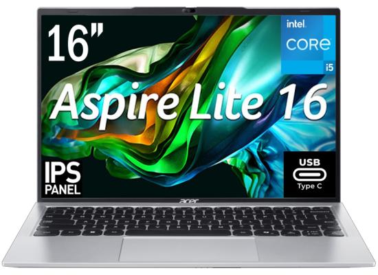 Acer Aspire Lite 16 AL16-52P (2023) NEW 13th Gen Intel Core i5 10-Cores Slim Design w/ DDR5 Memory & 16" IPS Full HD+ Display & USB C Charging - Silver