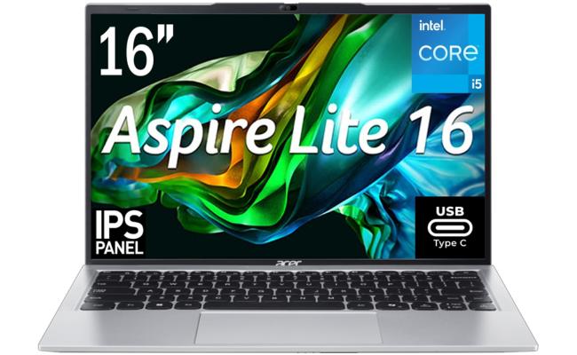 Acer Aspire Lite 16 AL16-52P (2024) NEW 13th Gen Intel Core i5 10-Cores Slim Design w/ DDR5 Memory & 16" IPS Full HD+ Display & USB C Charging (Customized) - Silver