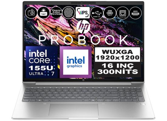 HP ProBook 460 G11 (2024) Intel Core Ultra 7 155U 12-Core For Everyday Business Performance Protected by HP Wolf Security W/ DDR5 Memory & 16" IPS Display - Pike Silver