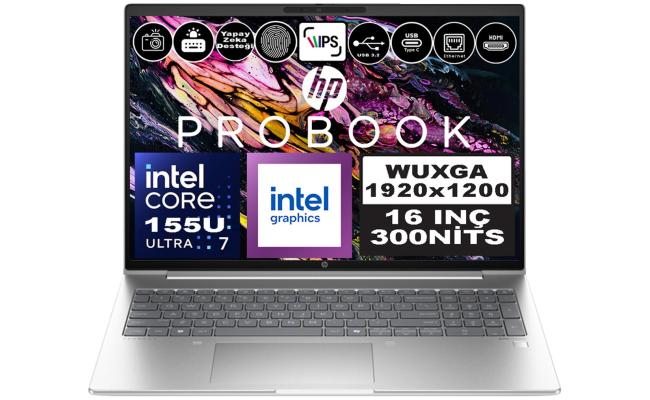 HP ProBook 460 G11 (2024) Intel Core Ultra 7 155U 12-Core For Everyday Business Performance Protected by HP Wolf Security W/ DDR5 Memory & 16" IPS Display (1TB) - Silver