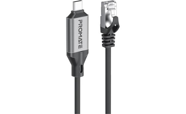 Promate Clink-RJ45 Ultra-Fast Ethernet to USB-C Adapter Cable with 1000Mbps RJ45 Input 5M Tangle-Free Cable Seamless USB-C 3.2 Output for High-Speed Internet Promate Clink-RJ45 Ultra-Fast Ethernet to USB-C Adapter Cable with 1000Mbps RJ45 Input 5M Tangle-Free Cable Seamless USB-C 3.2 Output for High-Speed Internet