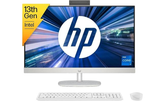 HP 24-cr0020ne (2023) All-in-One 13Gen Intel Core i7 10-Cores w/ 24" Touch Screen & Windows 11 (Customized) - Shell White