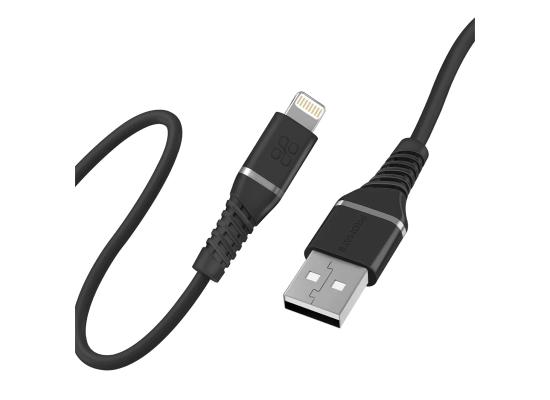 Promate USB-A to Lightning Cable High Tensile 2.4A Super-Fast USB-A to Lightning Charger 120 cm Anti-Tangle Silicone - Black