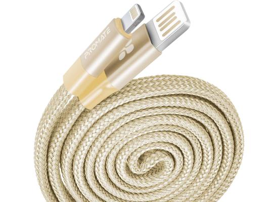 Promate Coiline-i Auto-Rolling Lightning Cable Durable Aluminium Alloy Auto-Rolling Reversible USB-A to Lighting 2A Fast Charge & Sync 1.2m Cord