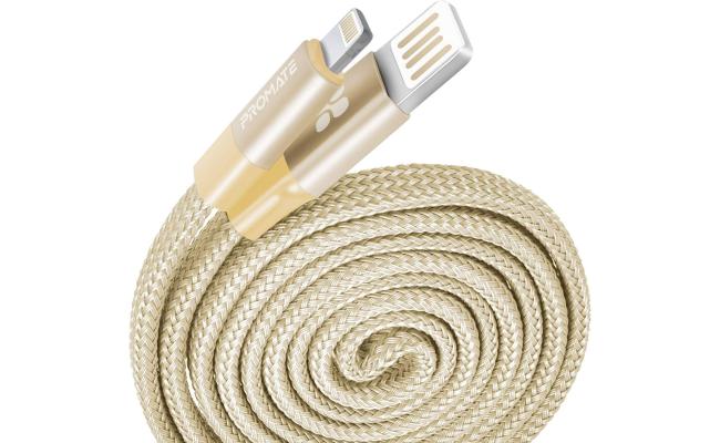 Promate Coiline-i Auto-Rolling Lightning Cable Durable Aluminium Alloy Auto-Rolling Reversible USB-A to Lighting 2A Fast Charge & Sync 1.2m Cord