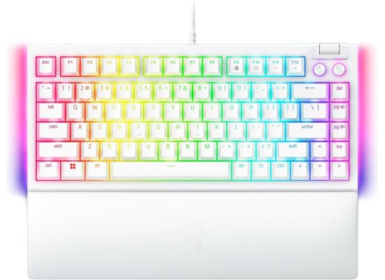 Razer BlackWidow V4 75% Mechanical Hot-swappable Compact & Durable Chroma MF Roller & Media Keys Wrist Rest Orange Tactile Switches - White