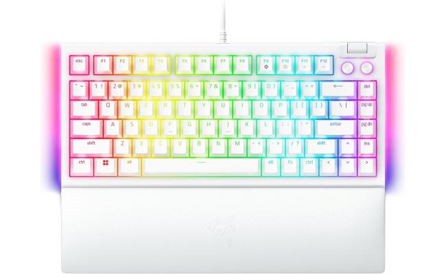 Razer BlackWidow V4 75% Mechanical Hot-swappable Compact & Durable Chroma MF Roller & Media Keys Wrist Rest Orange Tactile Switches - White