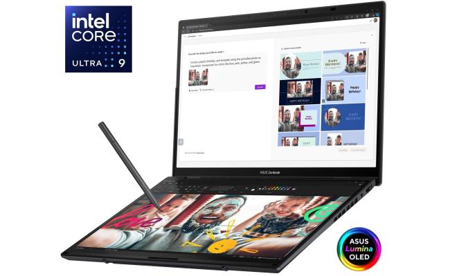 ASUS Zenbook Duo (2024) UX8406 Intel Core Ultra 9 185H 16-Cores w/ Dual 3K OLED 120Hz Touch Screens & BIG Battery - Inkwell Gray