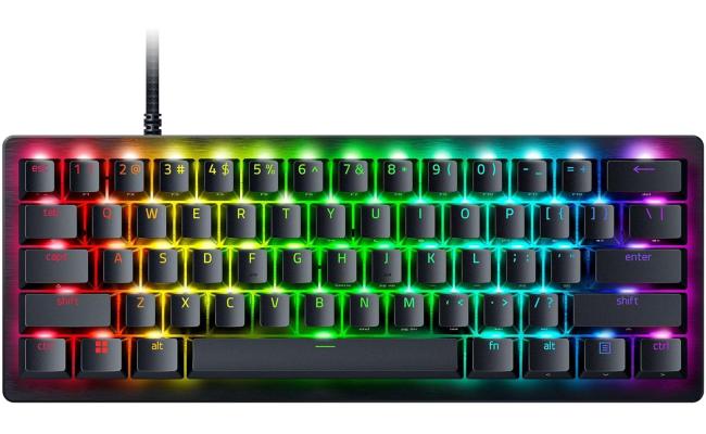 Razer Huntsman V3 Pro Mini 60% Esports  Analog Optical Switches Rapid Trigger & Adjustable Actuation Onboard Adjustments Dual-Purpose Mod Keys PBT Keycaps - Black