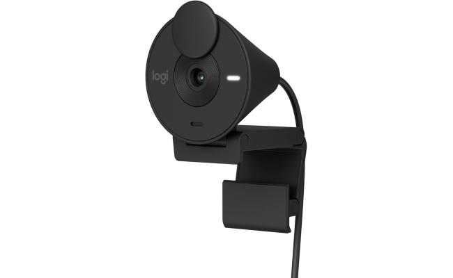 Logitech Brio 300 Full HD 1080p Webcam For Meetings & Works Auto-Light Balance w/ Noise Reduction Mic & Certified For Zoom USB-C - Black