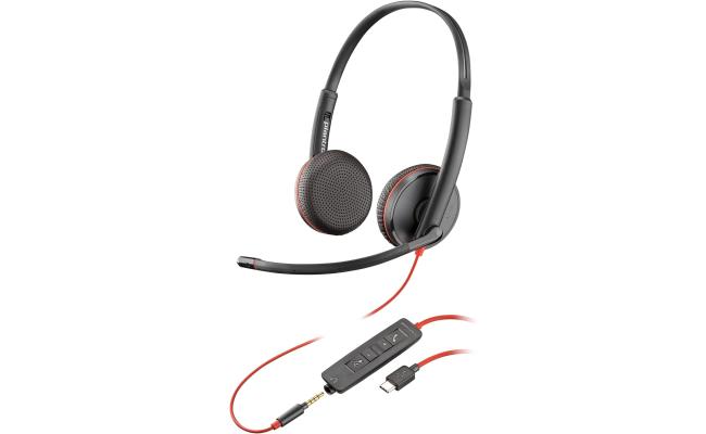 Poly Blackwire C3225 Wired Dual-Ear Boom Mic USB-C Noise-Canceling Mic For PC & Mac & Mobile Works with Teams (Certified) Poly Blackwire C3225 Wired Dual-Ear Boom Mic USB-C Noise-Canceling Mic For PC & Mac & Mobile Works with Teams (Certified)