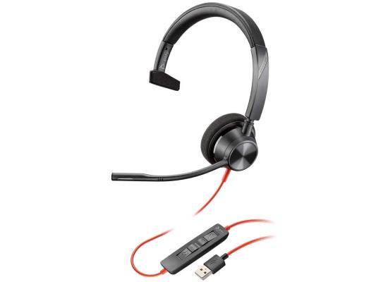 Poly Blackwire 3310 Wired One-Ear Boom Mic USB-A Noise-Canceling Mic For PC & Mac Works with Teams (Certified)