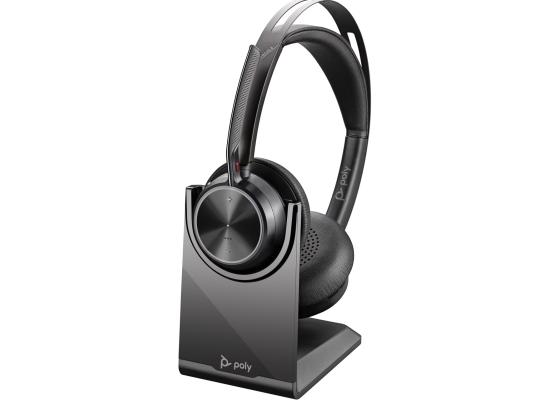 Poly Voyager Focus 2 Microsoft Teams Certified USB C & Bluetooth Active Noise Canceling For PC/Mac/Mobile Headset w/ charging stand & USB-C/A Adapter