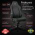 Arozzi Primo Premium Woven Fabric Gaming/Office Chair Built in Lumbar Support Chair - Black w/ Grey Logo