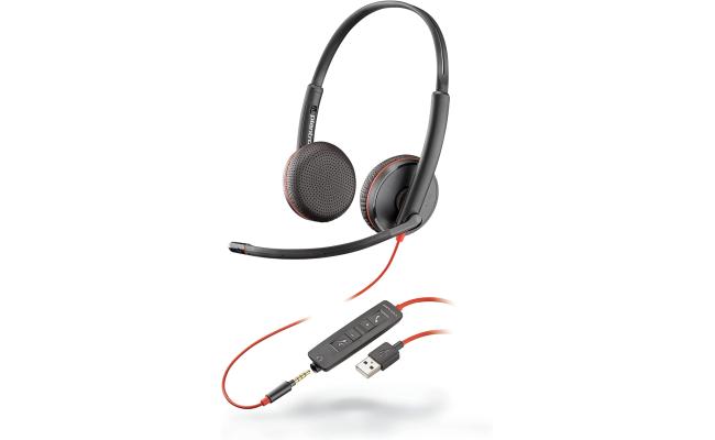 Poly Blackwire C3225 Wired Dual-Ear Boom Mic USB-A & 3.5mm Noise-Canceling Mic For PC & Mac & Mobile Works with Teams (Certified) Poly Blackwire C3225 Wired Dual-Ear Boom Mic USB-A & 3.5mm Noise-Canceling Mic For PC & Mac & Mobile Works with Teams (Certified)
