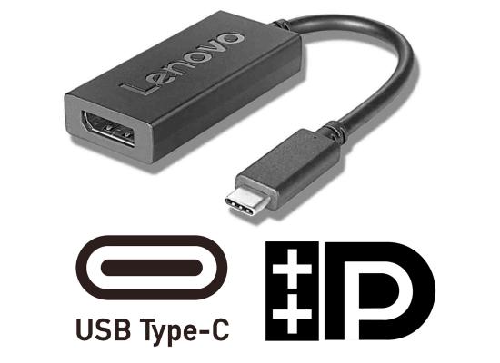 Lenovo USB-C Male to DisplayPort Female Adapter 200mm Support 4K - Black
