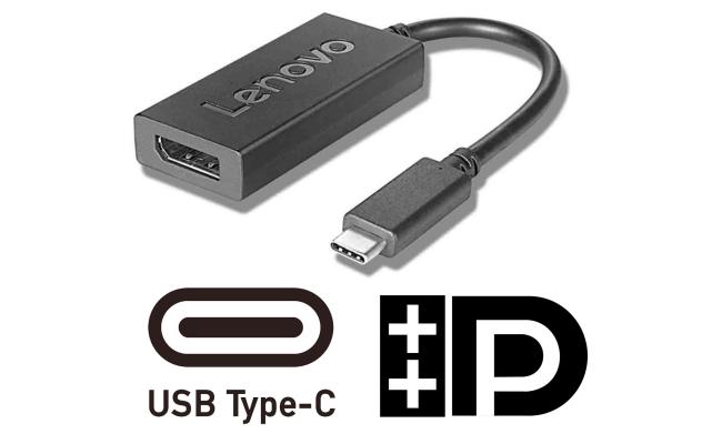 Lenovo USB-C Male to DisplayPort Female Adapter 200mm Support 4K - Black Lenovo USB-C Male to DisplayPort Female Adapter 200mm Support 4K - Black
