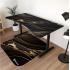 Arozzi Floor Mat Zona Quattro Microfiber Gaming Chair Floor Mat for Carpet Anti-Slip Noise Dampening Floor Mat for Office Chair - Black Gold