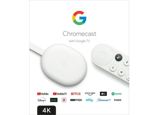 Google Chromecast with Google TV (4K) Streaming Stick Entertainment with Voice Search Watch Movies Shows & Live TV in 4K HDR - Snow