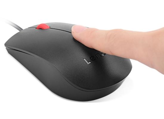Lenovo Fingerprint Biometric USB Mouse Pointing Devices 1600 dpi Windows Hello certified Ambidextrous Design - Black