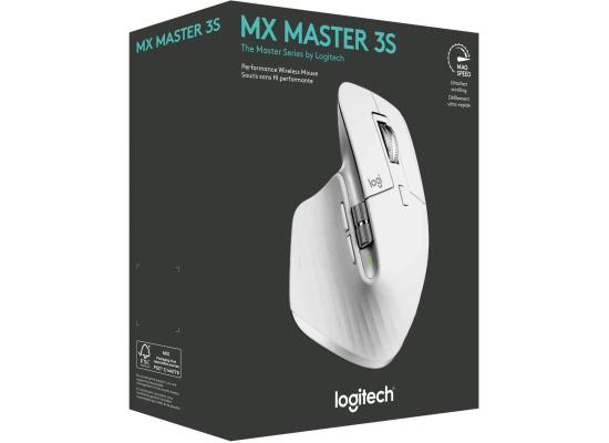 Logitech MX Master 3S Wireless Performance Mouse w/ Ultra-fast Scrolling Ergo 8K DPI Track on Glass Quiet Clicks USB-C - Pale Grey