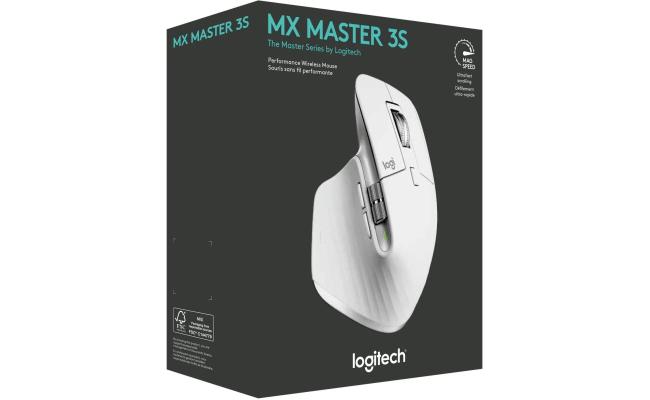 Logitech MX Master 3S Wireless Performance Mouse w/ Ultra-fast Scrolling Ergo 8K DPI Track on Glass Quiet Clicks USB-C - Pale Grey