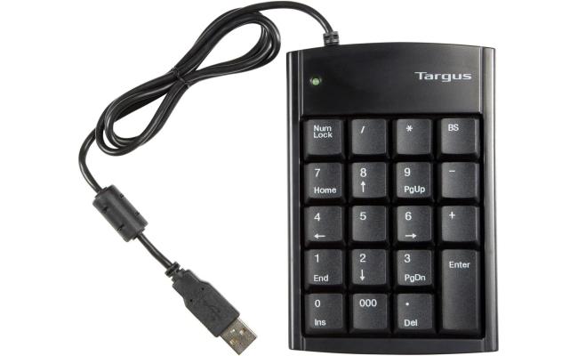 Targus Ultra Mini USB Keypad with USB Port Connector True Plug-and-Play Device Connects with Laptop Desktop & Other Devices - Black