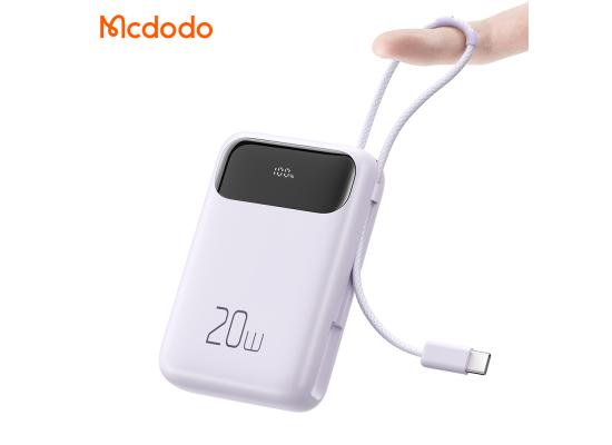 MCDODO MC-324 PD 20W Power Bank with USB C Cable 10000mAh Phone Battery Pack Portable Charger - Purple