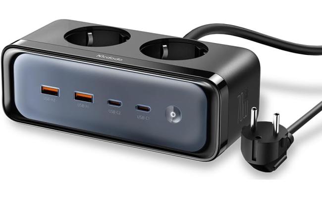 MCDODO CH-4610 6 in 1 70W GaN Protection Power Strip w/ 2 PD + 2 QC + 2 Socket Super Fast Quick Charging EU Plug