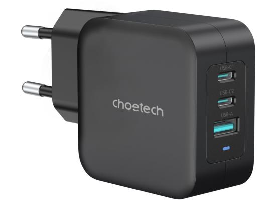 Choetech PD8005 Dual USB Type-C & 1x USB A Wall Charger MAX 100W Universal Charger For Home, Work, Travel - Black