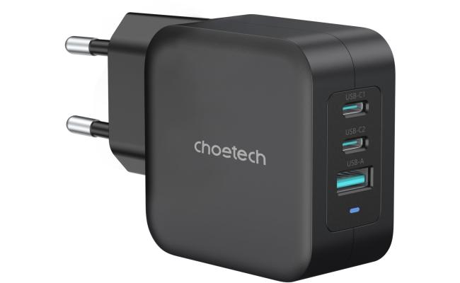 Choetech PD8005 Dual USB Type-C & 1x USB A Wall Charger MAX 100W Universal Charger For Home, Work, Travel - Black