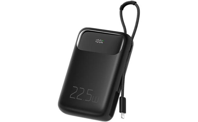 MCDODO MC-325 PD 22.5W Power Bank with iP Cable, 10000mAh Phone Battery Pack Portable Charger - Black
