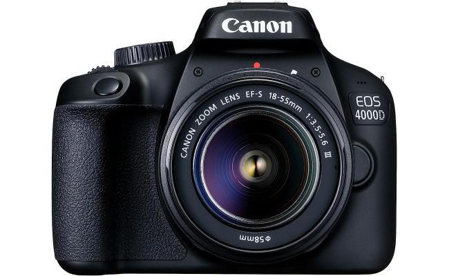 Canon EOS 4000D 18 MP DSLR Camera w/ EF-S 18-55 mm f/3.5-5.6 III Lens 2.7in LCD 230k Dots Wi-Fi SD/SDHC/SDXC Memory Card Slot - Black