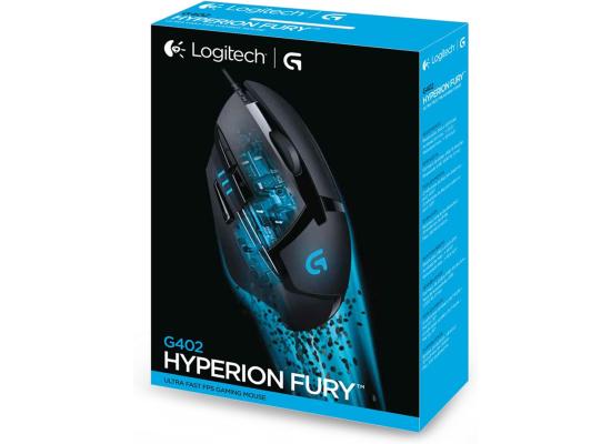 Logitech G402 Hyperion Fury Wired 4,000 DPI Lightweight 8 Programmable Buttons DPI Switch Button For PC/Mac - Black
