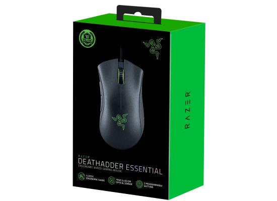 Razer DeathAdder Essential Gaming Mouse 6400 DPI Optical Sensor - 5 Programmable Buttons - Mechanical Switches - Rubber Side Grips - Classic Black