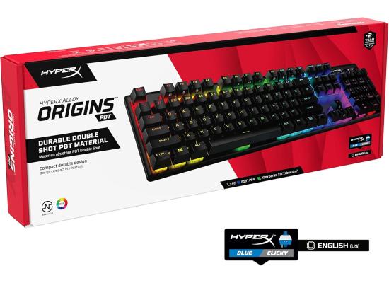HyperX Alloy Origins Core PBT Mechanical RGB lighting Aluminum Body Onboard Memory Customizable with HyperX NGENUITY Clicky Blue Switch